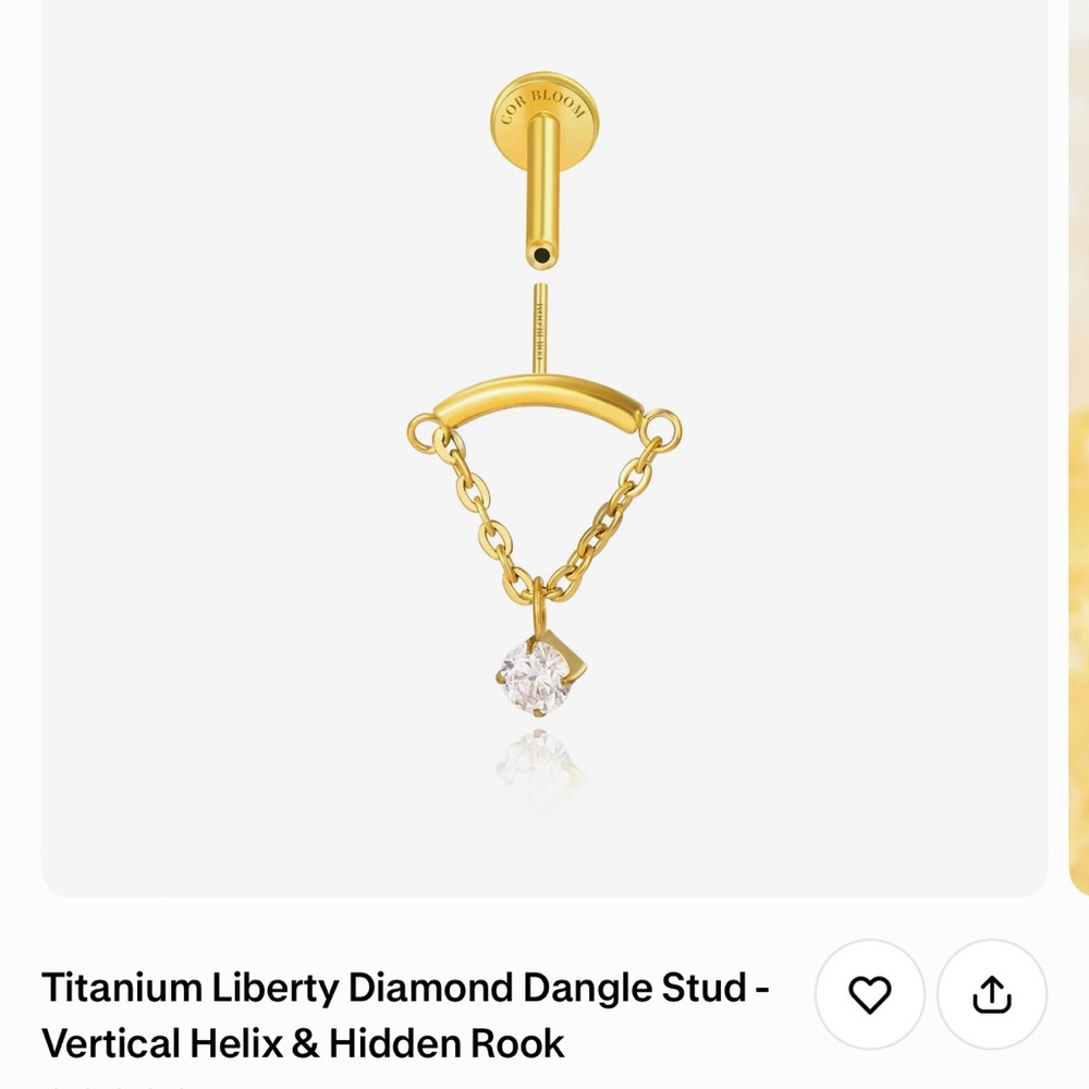 Titanium Liberty Diamond Dangle Stud -
Vertical Helix & Hidden Rook | cor bloom